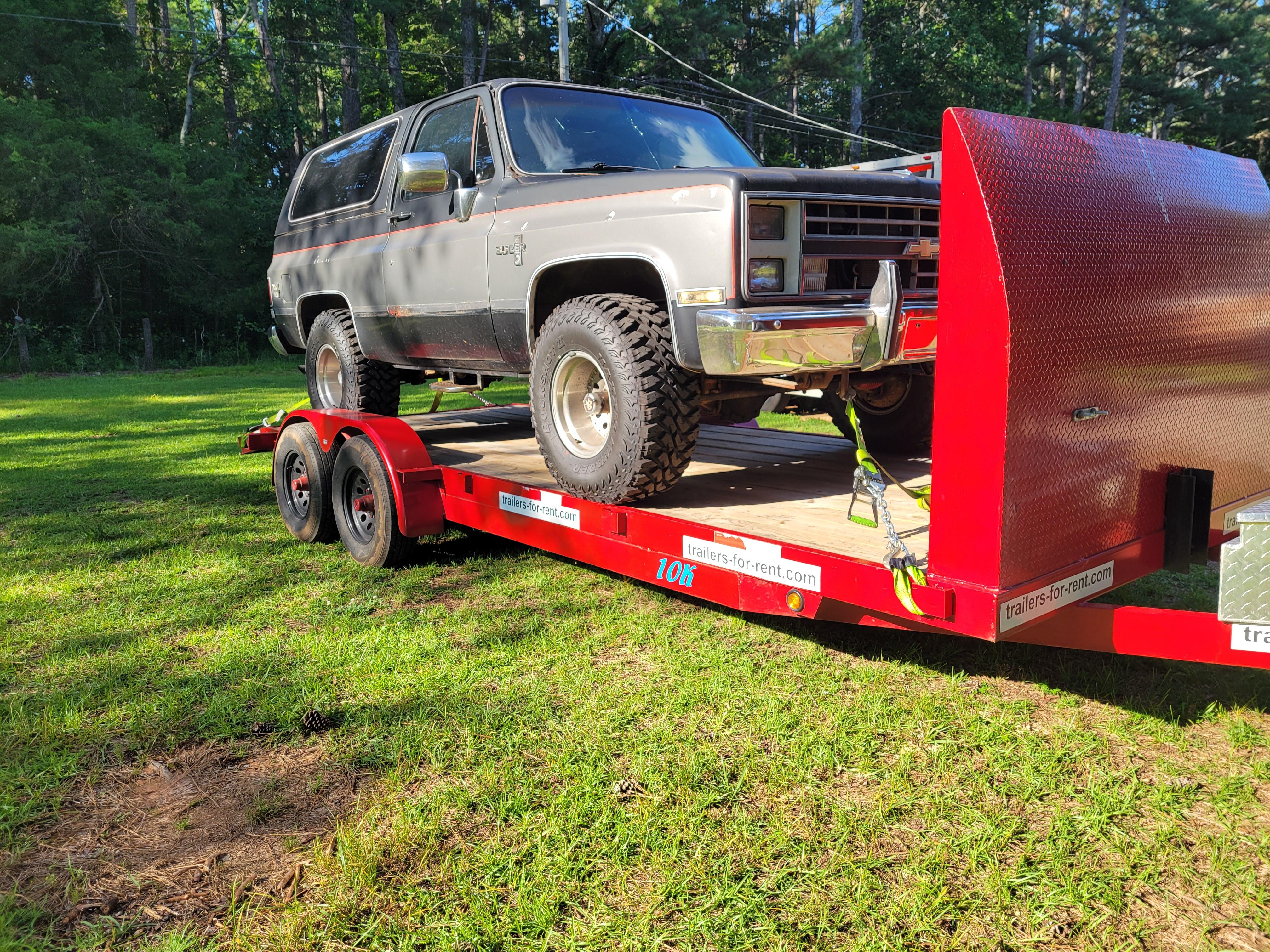 20' bulkhead car hauler trailer rental in Madison, AL, Big Red