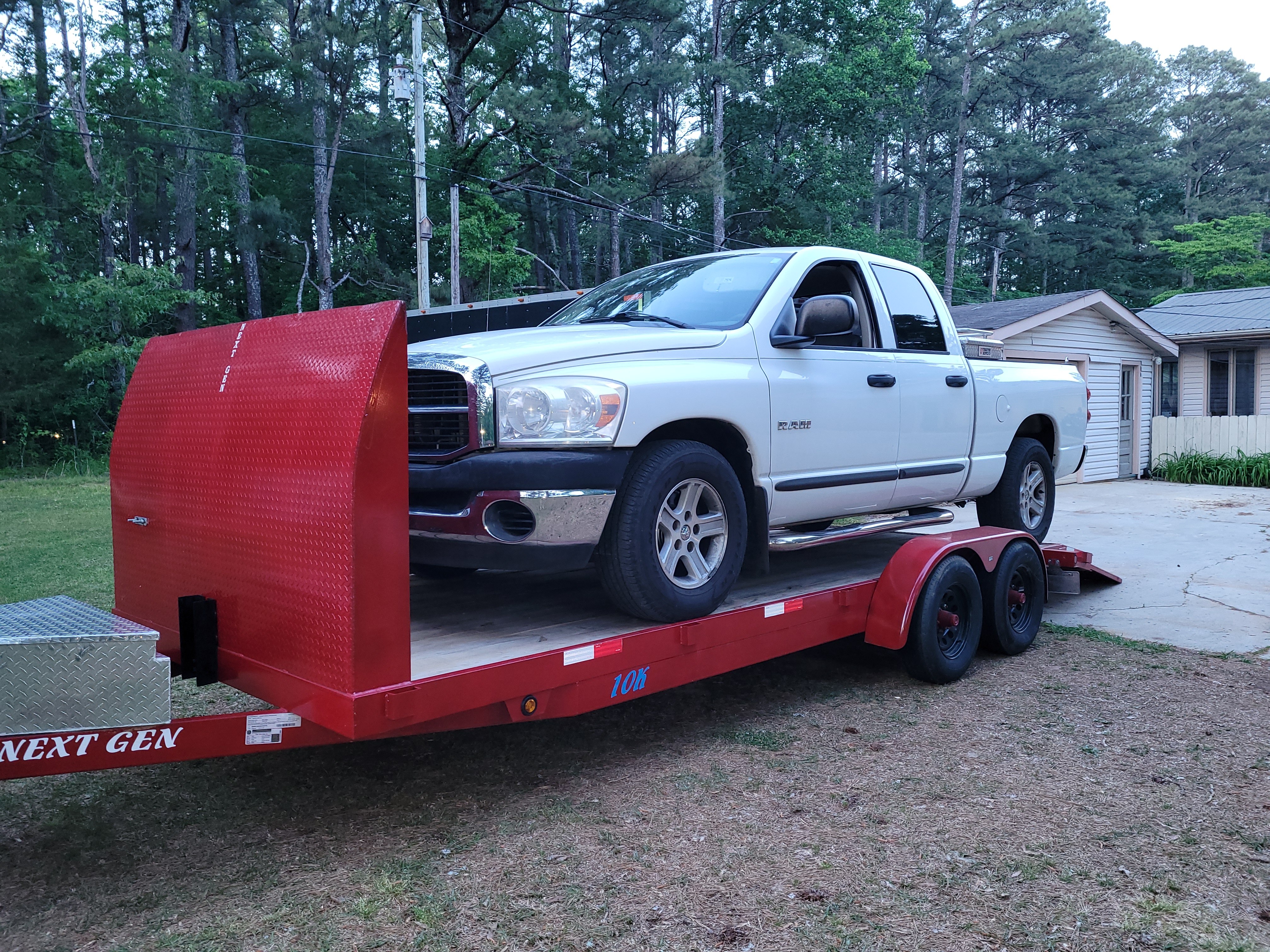 20' bulkhead car hauler trailer rental in Madison, AL, Big Red - thumbnail 2